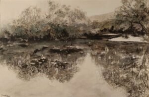 Technique mixte sur papier aquarelle, 180 x 280 Le Lamalou 2