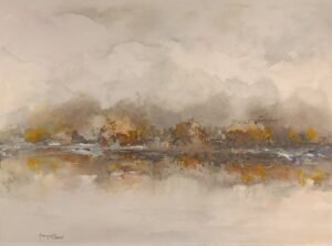 Technique mixte sur papier aquarelle, 230 x 310 Bord de Loire 2