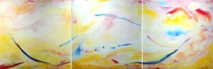Technique mixte sur toile de lin, Triptyque, 600 x 600 X 3, Tourbillons